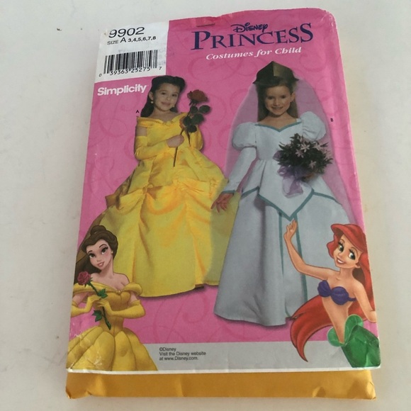 Disney Princess Child Costume Pattern Simplicity 9902 - sizes 3 to 8 - Picture 6 of 6
